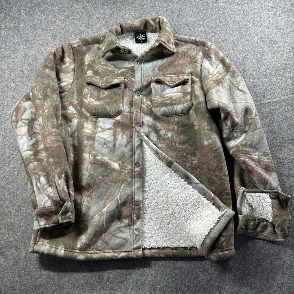 Original Deluxe Fleece Shirt Jacket Mens Small Camo Sherpa Lined Shacket Button